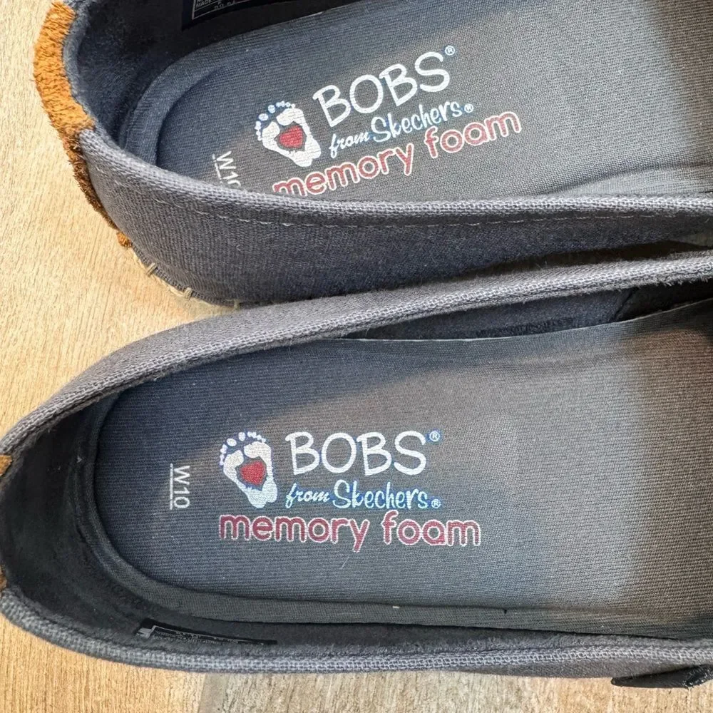 BOBS Skechers Women’s Gray Moonbeams and Stars Slip-On Espadrille Shoes Size 10